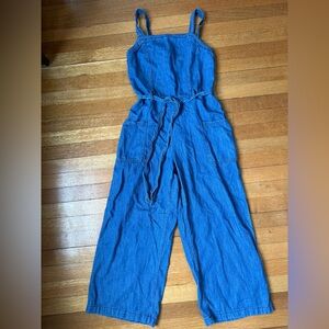 Old Navy Blue Denim Jumpsuit Romper with Tie Waist